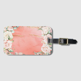 Gold Pink Floral Waterverf Elegant Bagagelabel