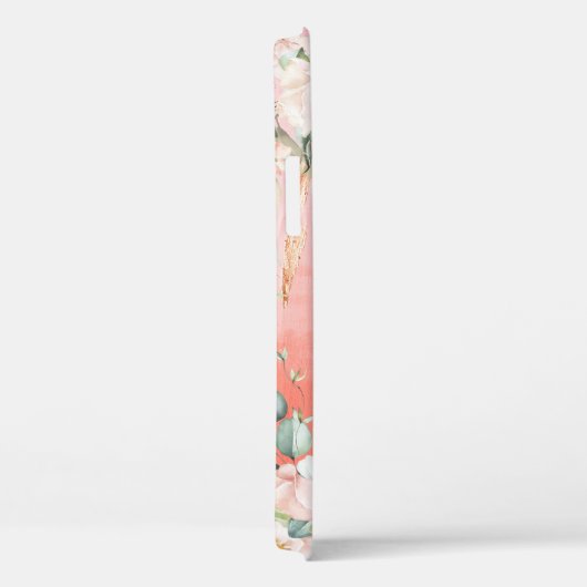 Gold Pink Floral Waterverf Elegant Case-Mate iPhone Case (Achterkant / Rechts)