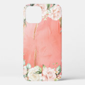 Gold Pink Floral Waterverf Elegant Case-Mate iPhone Case (Achterkant)