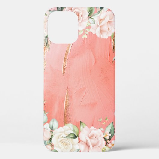 Gold Pink Floral Waterverf Elegant Case-Mate iPhone Case (Achterkant)