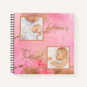 Gold Pink Foto Abstract Waterverf Baby Journal Notitieboek (Voorkant)