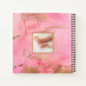 Gold Pink Foto Abstract Waterverf Baby Journal Notitieboek (Achterkant)