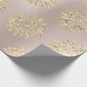 Gold Pink Foxier Glitter Floral Pearl Blush Cadeaupapier (Hoek)