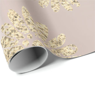Gold Pink Foxier Glitter Floral Pearl Blush Cadeaupapier