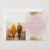 Gold Pink Geometric Gatsby Folie sparen de datum Aankondiging (Achterkant)