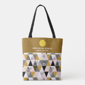 Gold Pink Geometric Print Aangepast Pickleball Pad Tote Bag (Achterkant)