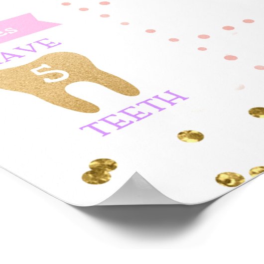 Gold Pink Girl First Birthday Milestone Poster (Hoek)