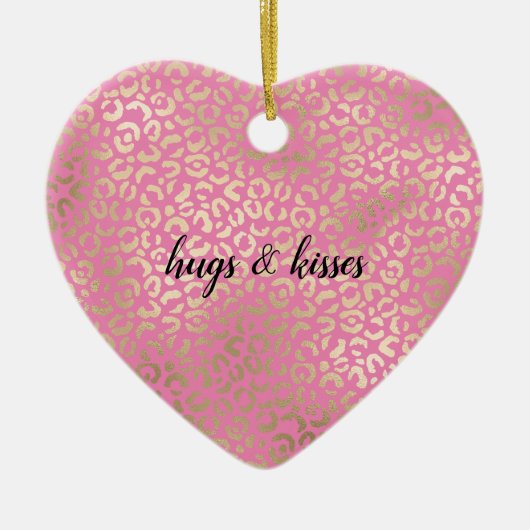 Gold Pink Glam Leopard Print Keramisch Ornament (Voorkant)