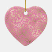 Gold Pink Glam Leopard Print Keramisch Ornament (Achterkant)