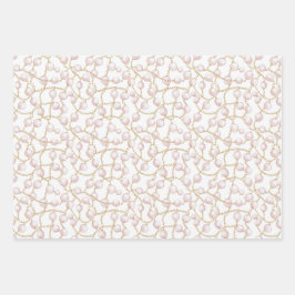 Gold Pink Glam Pearls Inpakpapier Vel