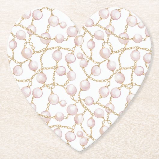 Gold Pink Glam Pearls Kartonnen Onderzetters (Voorkant)