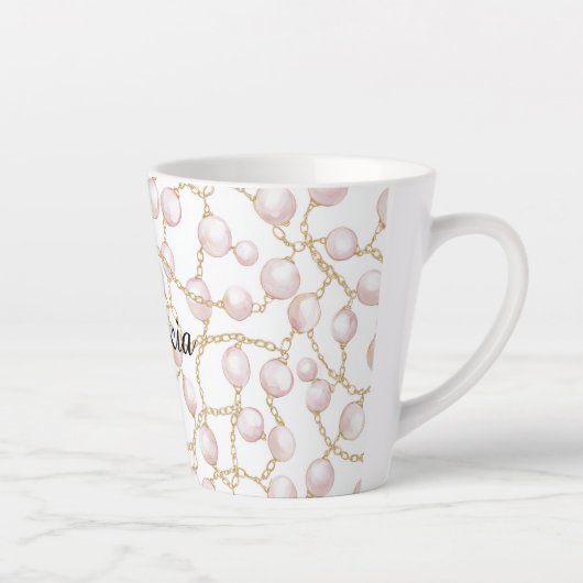 Gold Pink Glam Pearls Latte Mok (Rechts)
