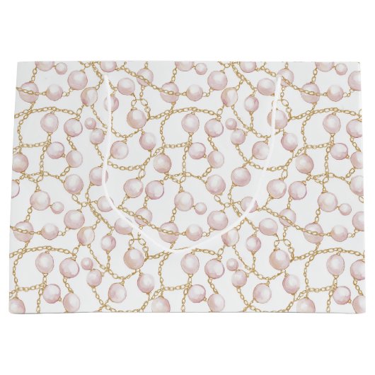 Gold Pink Glam Pearls Vrijgezellenfeest Groot Cadeauzakje (Voorkant)