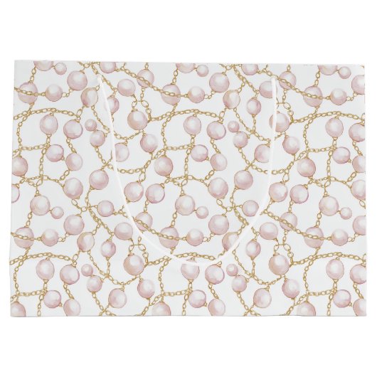 Gold Pink Glam Pearls Vrijgezellenfeest Groot Cadeauzakje (Achterkant)