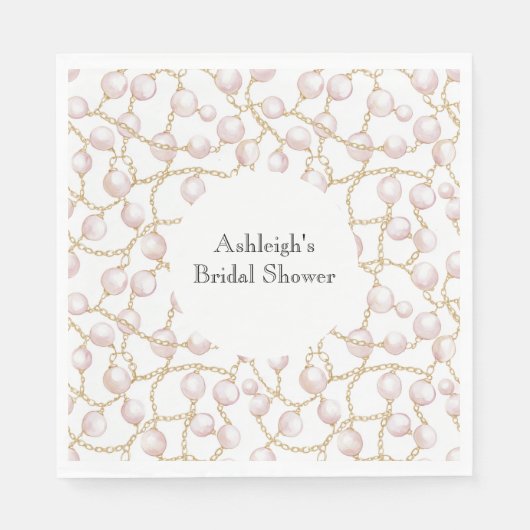 Gold Pink Glam Pearls Vrijgezellenfeest Servet (Voorkant)