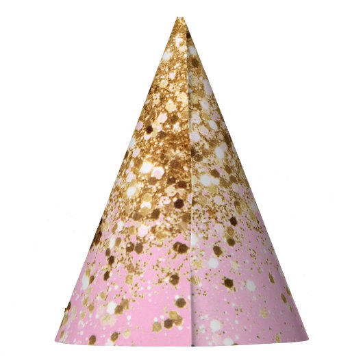 Gold Pink Glitter #1 Feesthoedjes (Achterkant)