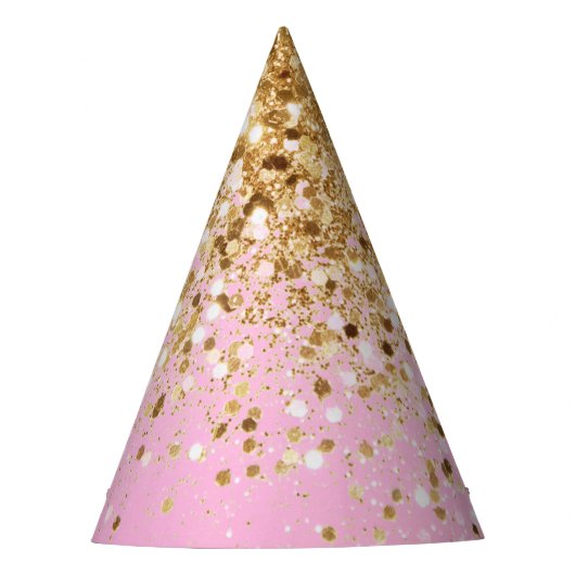 Gold Pink Glitter #1 Feesthoedjes (Voorkant)