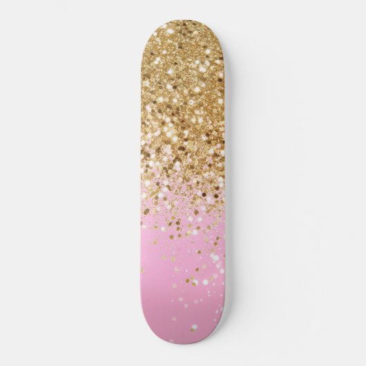 Gold Pink Glitter #1 Persoonlijk Skateboard (Voorkant)