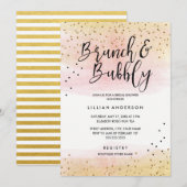 Gold Pink Glitter Brunch en Bubble Vrijgezellenfee Kaart (Voorkant / Achterkant)