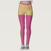 Gold Pink Glitter Girly - aangepaste tekst en mono Leggings (Voorkant)