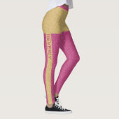 Gold Pink Glitter Girly - aangepaste tekst en mono Leggings (Rechts)