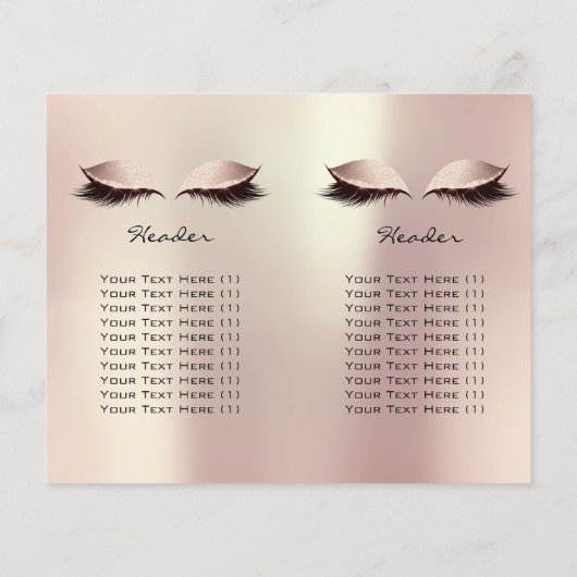 Gold Pink Glitter Makeup Eyes Lash Printerbrochure Flyer (Achterkant)