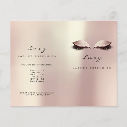 Gold Pink Glitter Makeup Eyes Lash Printerbrochure Flyer (Voorkant)
