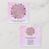 *~* Gold Pink Glitter Yoga Spirituele Reiki Mandal Vierkante Visitekaartje (Voorkant / Achterkant)