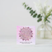 *~* Gold Pink Glitter Yoga Spirituele Reiki Mandal Vierkante Visitekaartje (Staand voorkant)