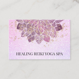 *~* Gold Pink Glitter Yoga Spirituele Reiki Mandal Visitekaartje