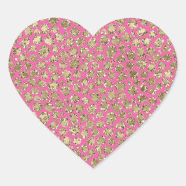 Gold Pink Glitz Leopard Print Hart Sticker