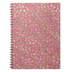 Gold Pink Glitz Leopard Print Notitieboek