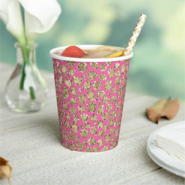 Gold Pink Glitz Leopard Print Papieren Bekers