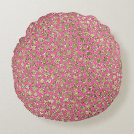Gold Pink Glitz Leopard Print Rond Kussen