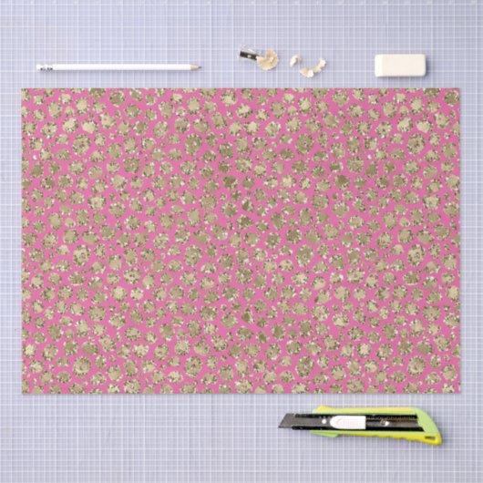 Gold Pink Glitz Leopard Print Tissuepapier (Craft)