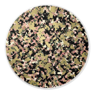 Gold Pink Green Black Camouflage Patroon afdrukken Keramische Knop