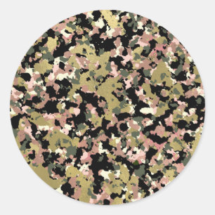Gold Pink Green Black Camouflage Patroon afdrukken Ronde Sticker