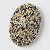 Gold Pink Green Black Camouflage Pattern Print Grote Klok (Hoek)