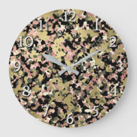 Gold Pink Green Black Camouflage Pattern Print