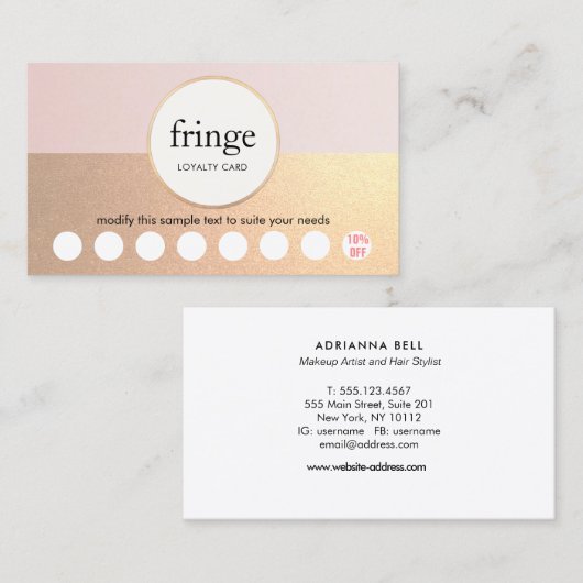 Gold PINK Hair Salon 8 Punch Loyalty (Voorkant / Achterkant)