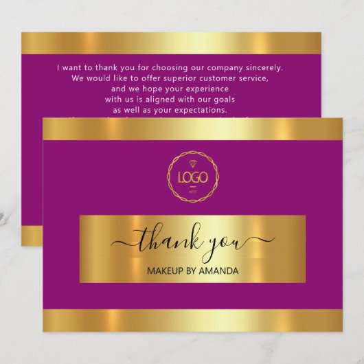 Gold Pink - Hartelijk dank voor uw zakelijke Kaart (Voorkant / Achterkant)