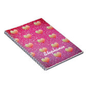 Gold Pink Hearts Patronen Glitter Monogrammen Cool Notitieboek (Rechterzijde)
