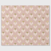 Gold Pink Hearts Valentijnsdag Wrapping Paper Cadeaupapier (Vlak)