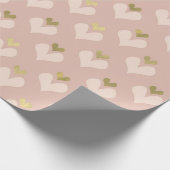 Gold Pink Hearts Valentijnsdag Wrapping Paper Cadeaupapier (Hoek)