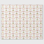 Gold Pink Hearts Valentijnsdag Wrapping Paper Cadeaupapier (Vlak)