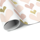 Gold Pink Hearts Valentijnsdag Wrapping Paper Cadeaupapier (Rol Hoek)
