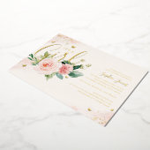 Gold Pink Het is een meisje Baby shower Folie Uitnodiging (Gedraaid)