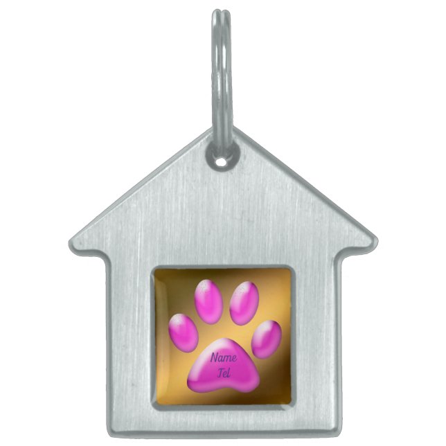 Gold Pink Huisdieren Naamplaatje (Voorkant)