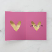Gold Pink Ik hou van je Harten Kaart (Binnen)