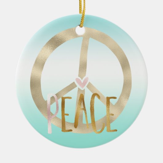 Gold Pink Inspirerend prijsopgave voor  vredessign Keramisch Ornament (Voorkant)